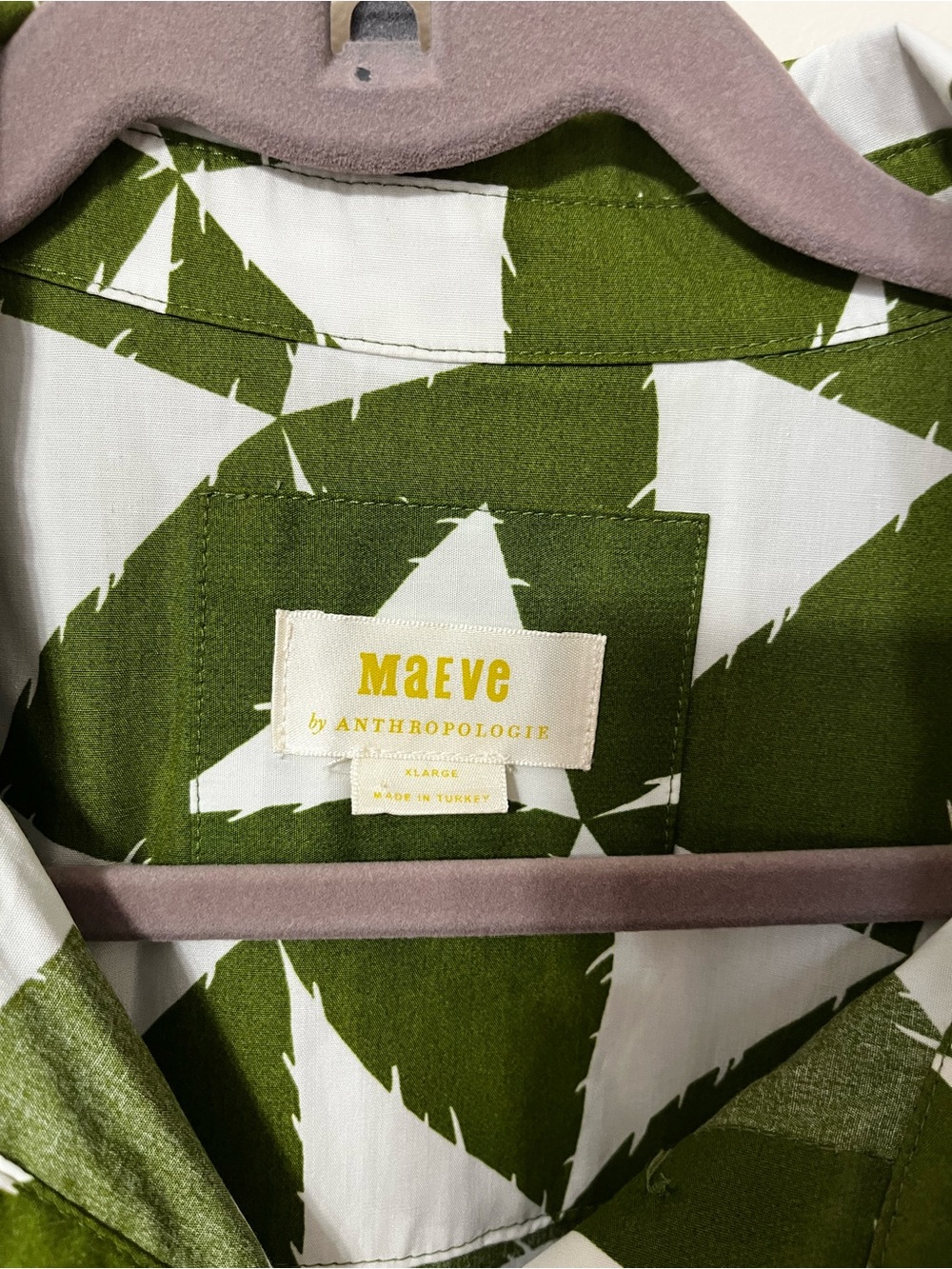 Anthropologie Olive Green and White Geometric Tiered Midi Dress - Picture 3 of 4